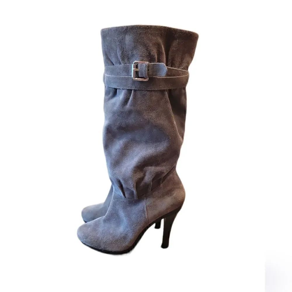 Michael Kors Grey Gray Kincade Suede Slouchy Tall Heel Boots 7